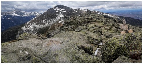 View from the summit of Mt. Adams. Mt. Washington on far left, Mt. Adams dead center. The weather starting to look sour now. 