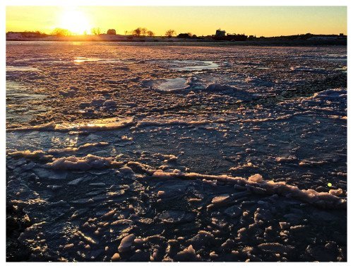 View from Peaks Island to House Island at -20 C.